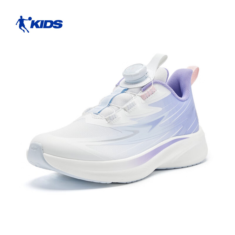 QIAODAN Girls' Running Shoes Winter Leather Kids' Sports Shoes with Dial Buckle QIAODAN White/Purple Size 38