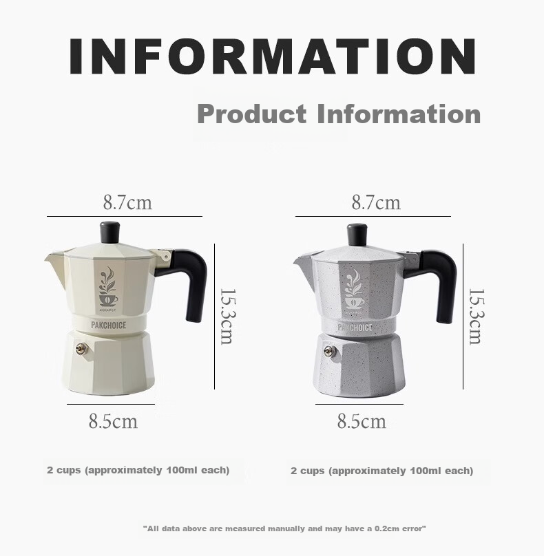 TEOTM Moka Pot with Dual Valves, Home Italian-Style Dual-Valve Moka Pot, Small Electric Ceramic Stove Pour-Over Coffee Maker Set 15