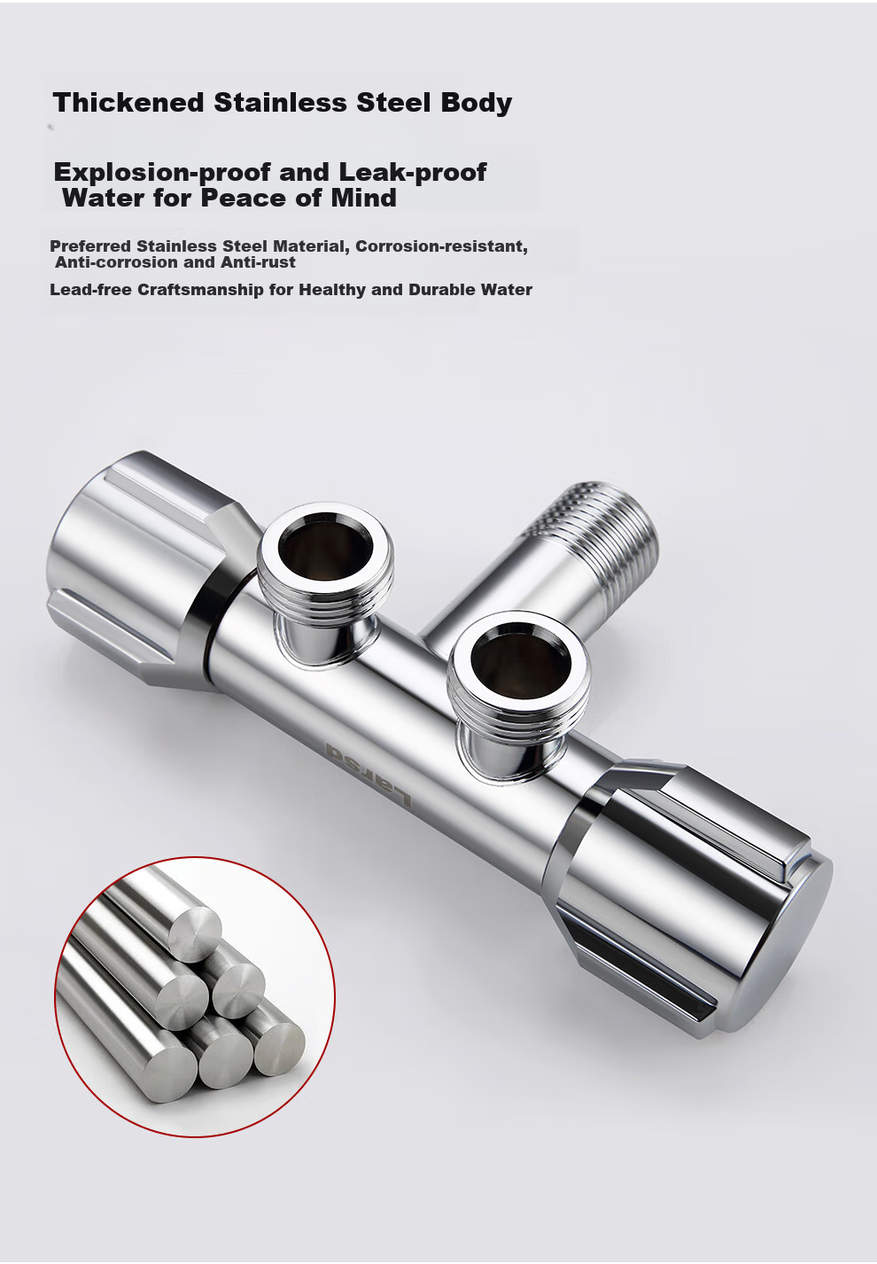Larsd Dual-Purpose Angle Valve, One Inlet Two Outlets, Triangular Valve, One to Two, Figure-Eight Valve, with 4/6 Points Washing Machine Interface LD10217 10