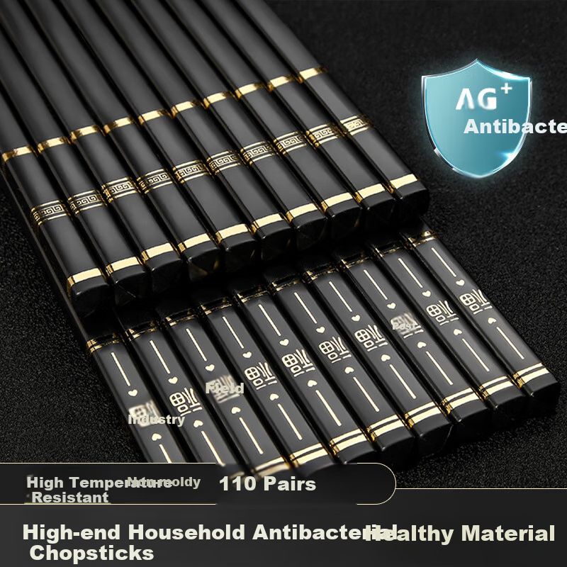 Cigeman Alloy Chopsticks for Home Use, Set of 10 Pairs, Non-Slip, Heat-Resistant, Color-Coded Chopsticks And Tableware Set
