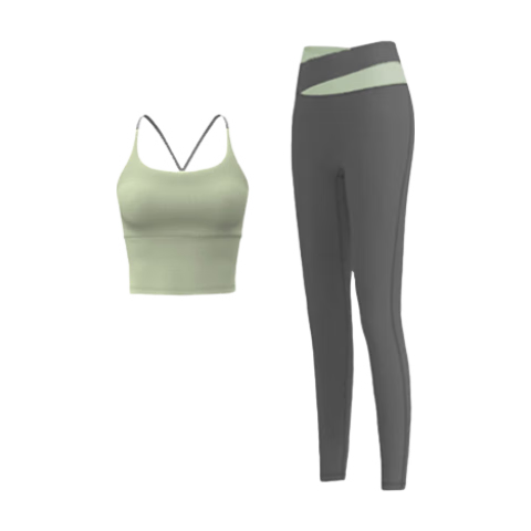 VICTORIATOURIST Women's Yoga Wear, Autumn And Winter Quick-Dry Sports Bra, High-Intensity Training Suit, Running Fitness Vest Two-Piece Set, Green XL