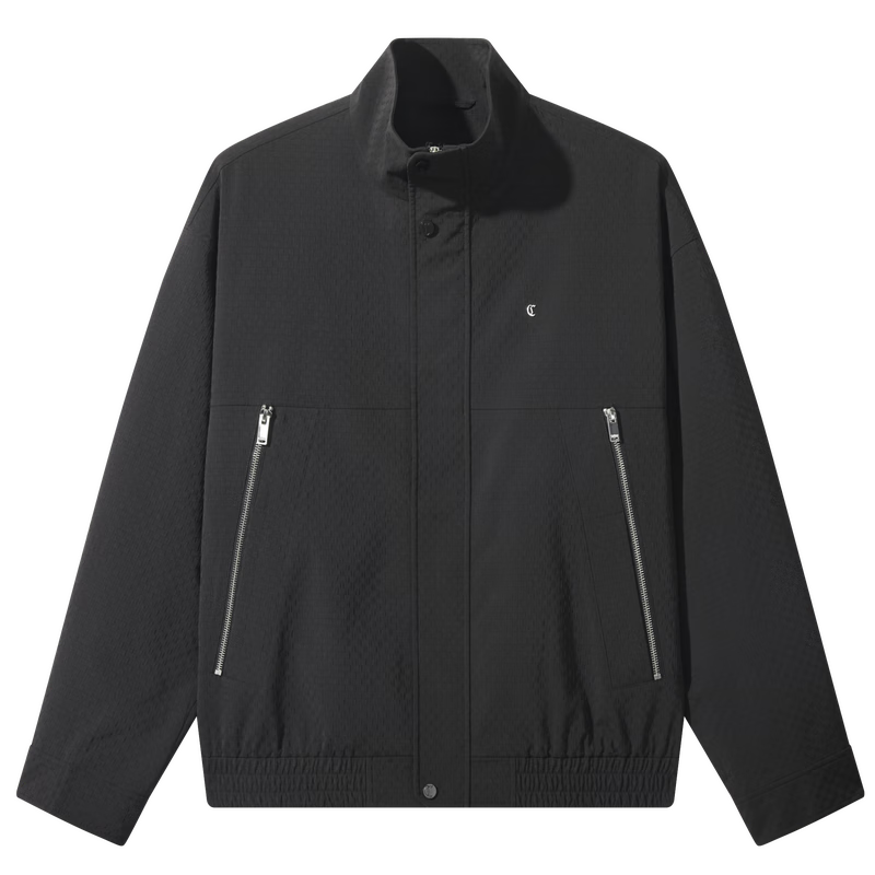 CABBEEN [Wrinkle Jacquard Fiber] Men's Jacket with Heavy Metal Zipper, Casual Autumn Long-Sleeve Outerwear Made of Jacquard Fabric