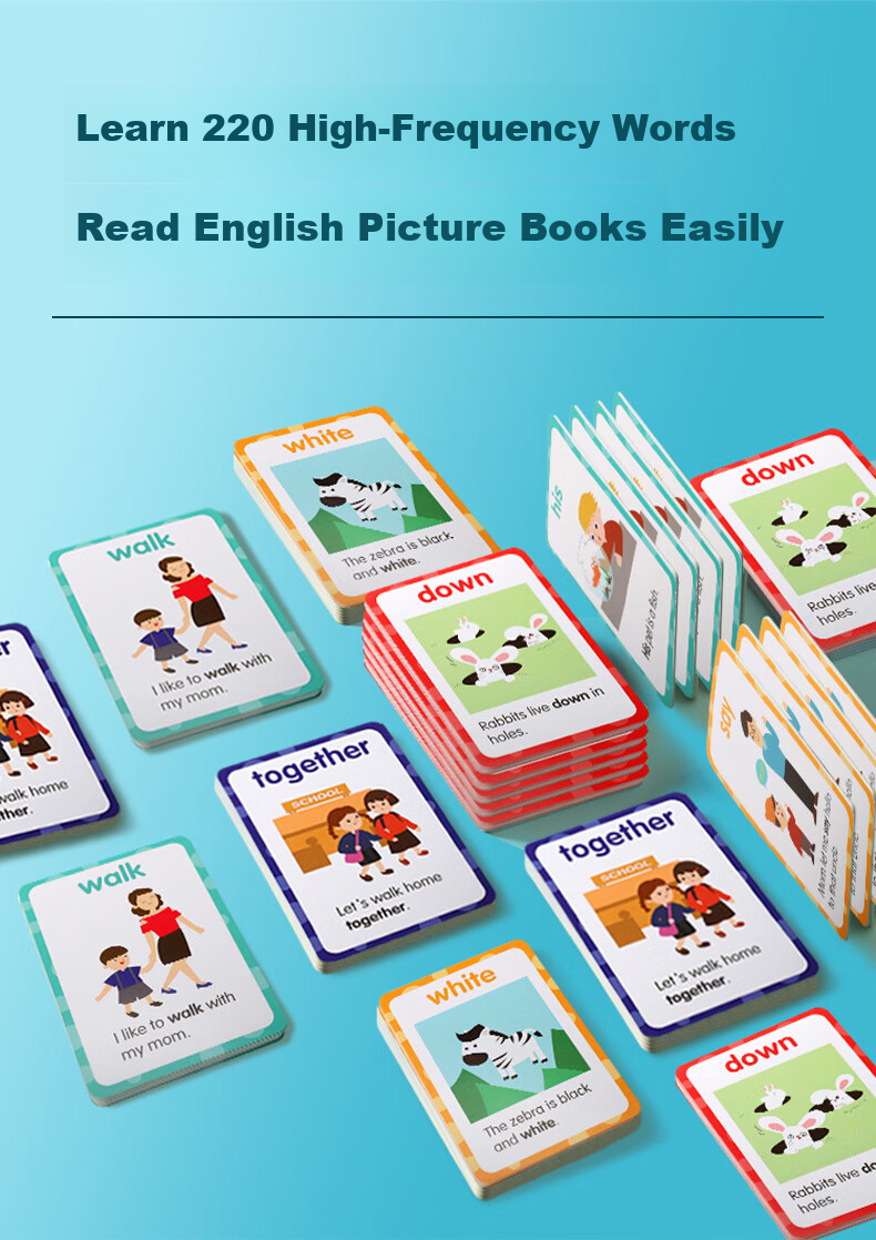 Shalin SAALIN English Enlightenment, 220 High-Frequency Words Flashcards, Children's Toy Sight Words for First Grade 2
