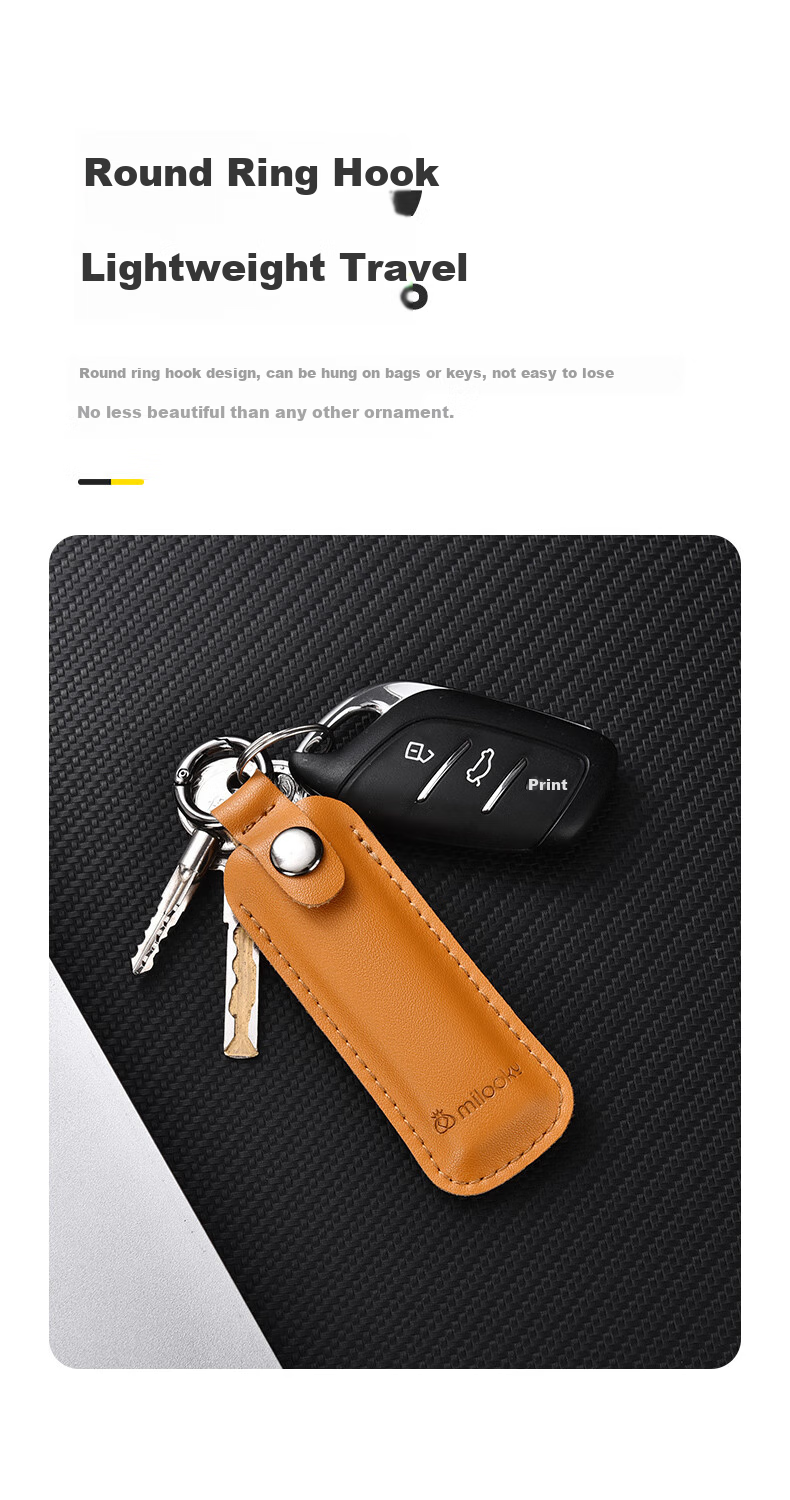 DiYiGongFang Genuine Leather USB Flash Drive Storage Case Anti-Loss Cover Compatible with SanDisk, Kingston, Aigo, Hikvision USB Drives U-Shaped Leather Business Anti-Loss Keychain Pendant Protective Case 4