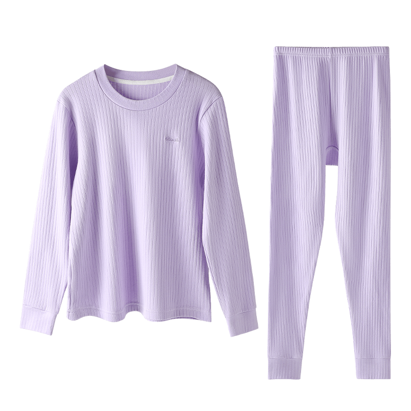 MiiOW Kids Cotton Thermal Underwear Set Boys Girls Long Johns Pajamas Full Cotton Autumn Winter Warm Base Layer