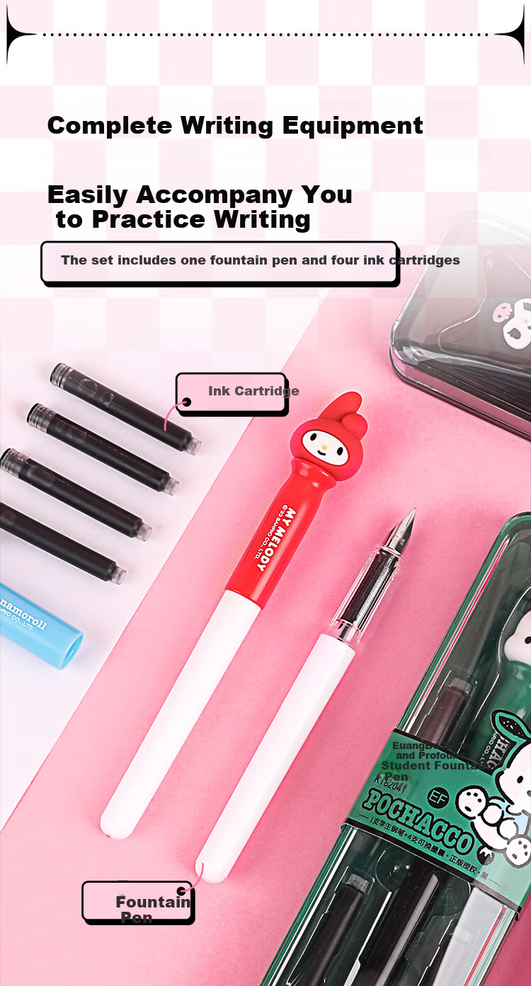 GuangBo Fountain Pen, Sanrio Collaboration Student Fountain Pen, Cartoon Elementary And Middle School Posture Correction Calligraphy Daily Writing Gift Single Pen (Random Color) KT82041 3