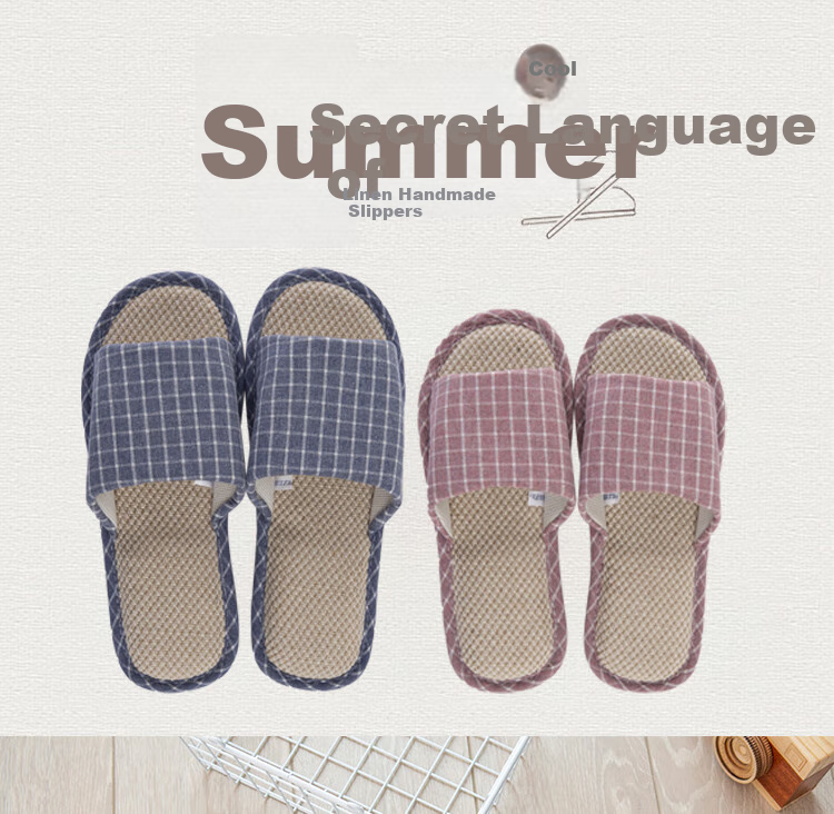 Huili Slippers for Men And Women, Linen Sandals, Couple's Home Casual Lightweight Breathable Sweat-Absorbing Thick-Soled Wear-Resistant Floor Slippers, Classic Mesh Style HL1036 Light Gray Size 44 to 45 1