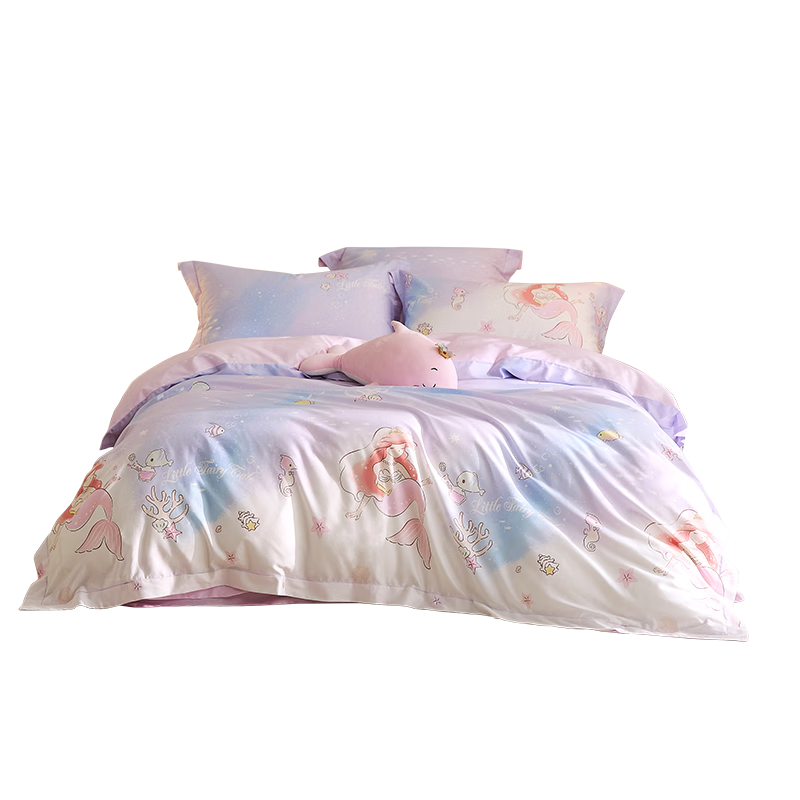 Luolai Kids 100% Cotton High-Thread Count Quilt Cover for Girls, Class A, Single Size 120x150cm