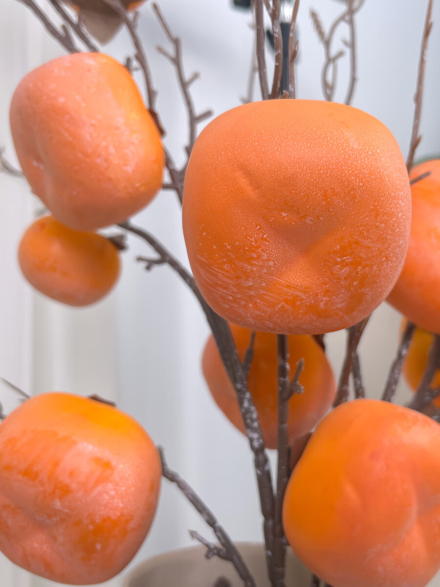 Qiju Yaji Imitation Persimmon Decorative Ornaments Set of 2 Flat Persimmons 12 Fruits Chinese Style Festive High-End Home Decor 20393 1