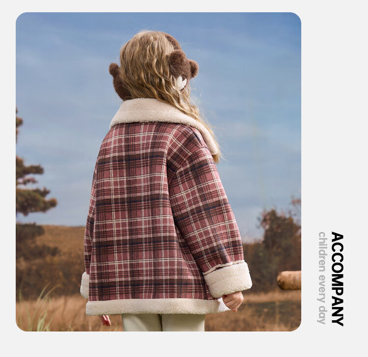 ASK JUNIOR Kids Plush Coat 25 Winter Mid-Large Children Faux Lamb Wool Short Jacket Girls Warm Fur Collar Fleece Top 3