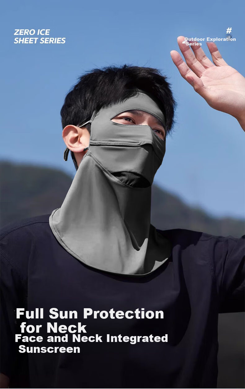 Ousen Sun Protection Face Mask for Men, Summer UV-Resistant, Cycling, Outdoor Hiking, Windproof, Dustproof, Sun-Shading, Ice Silk Full Face Mask 9