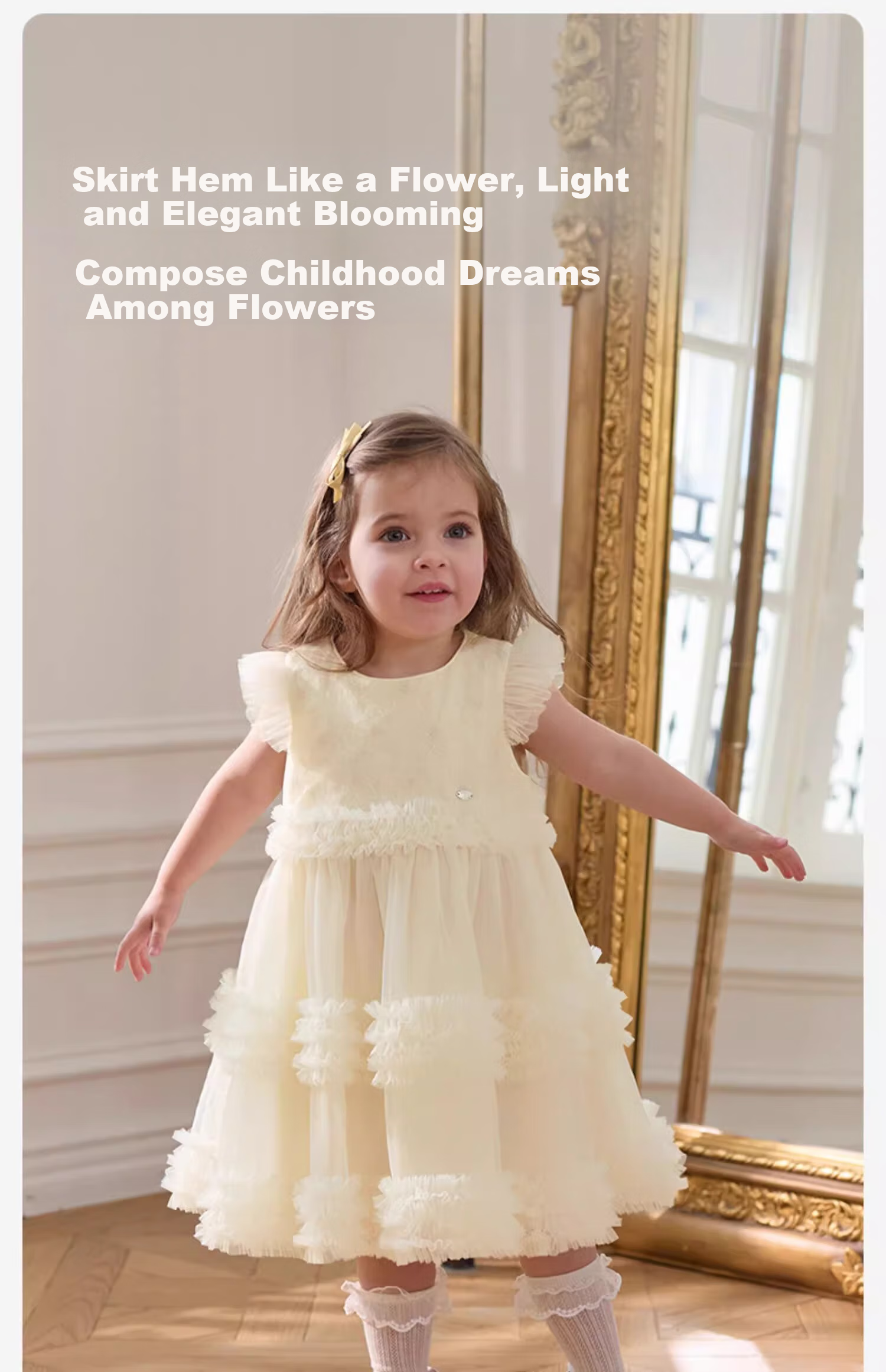 DAVE & BELLA Girls' Summer Dress, Children's Tulle Princess Dress, First Birthday Party Dress, Baby Girl's Birthday Outfit 4