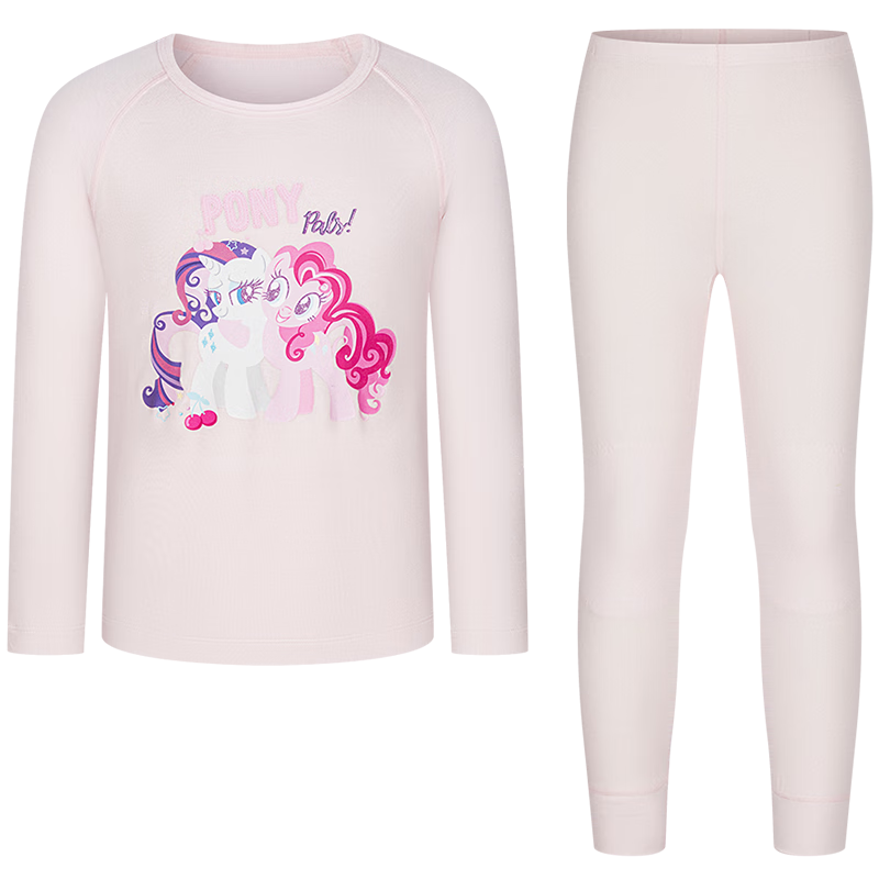 AIMER KIDS Small Heater [Medium Warm] Thermal Underwear Set Antibacterial Anti-Mite My Little Pony IP Autumn Shirt and Pants Pink 150