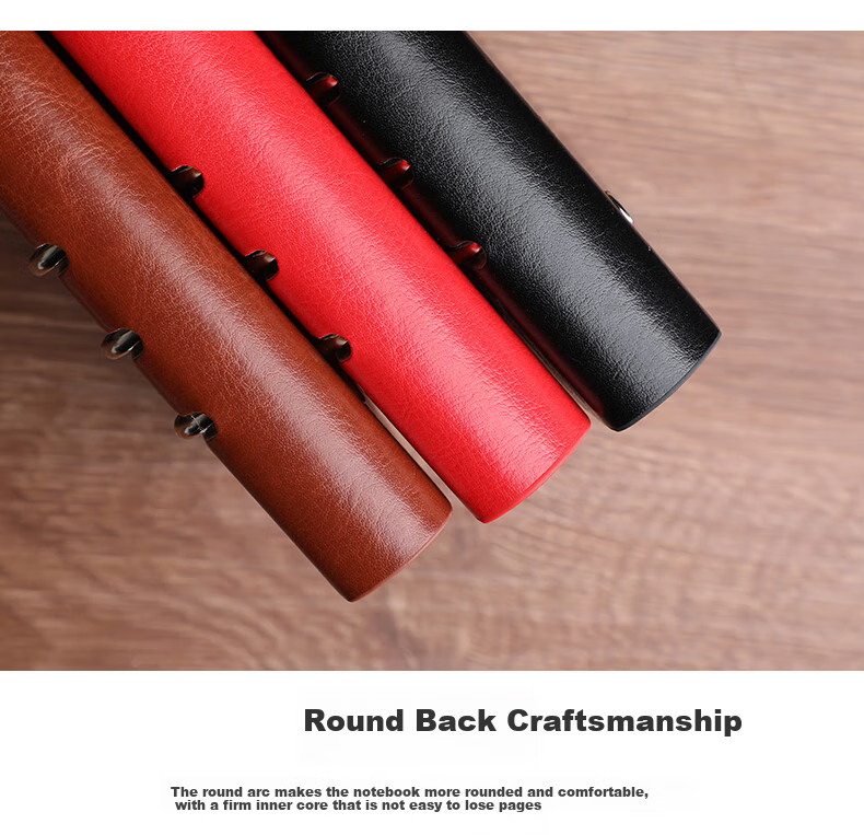 Xutong B5 Brown Loose-Leaf Notebook 100 Sheets/200 Pages 9-Hole Leather Business Office Meeting Notepad Detachable Thickened Diary Customizable Logo for Enterprises 3