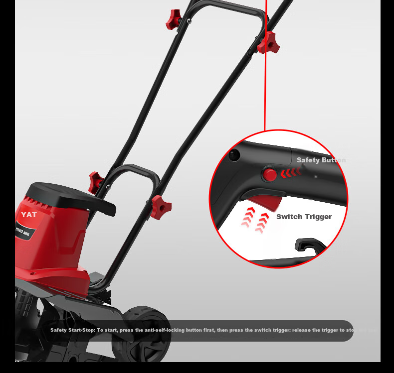 YAT Plug-In Small Mini-Tiller, 4-Blade Garden Cultivator for Home Use, Electric Soil Loosening Machine for Gardens And Orchards 13