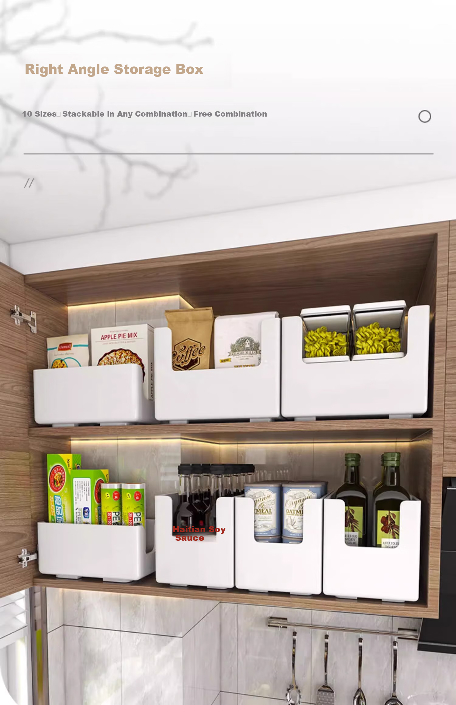 Jiadu Storage Box, Snacks And Miscellaneous Items, Household Kitchen, Right-Angled Plastic, 28*14*15cm, Categorized Storage, Cabinet, Desktop Organizer 1