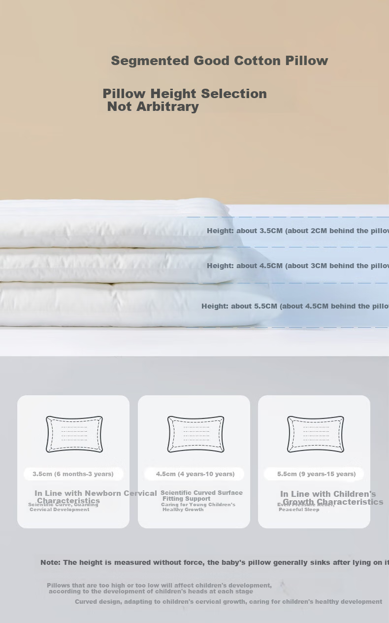 MERCURY Kids Pillow Neck Support Core, Class A Pure Cotton Pillow Insert, Student Dormitory Sleep Aid, Anti-Mite Low Pillow, Single Piece, 35cm × 50cm 9