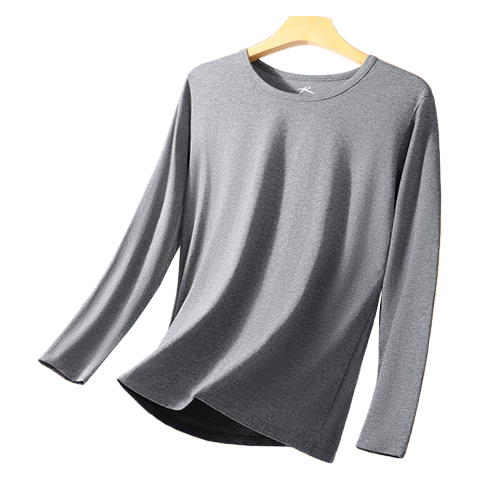 LangSha Men's Autumn Shirt 25 Fall/Winter New Wool Silk 10A Antibacterial Crew Neck Thermal Base Layer Shirt