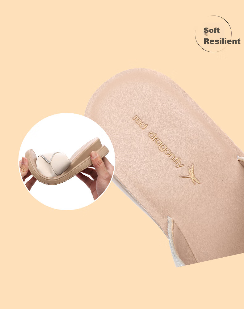 Hongqingting Mother's Day Slippers for Women, Outdoor Wear, Thick-Soled Wedge Roman Sandals, Soft-Bottomed Leather Flat Slippers, WTK233792 13