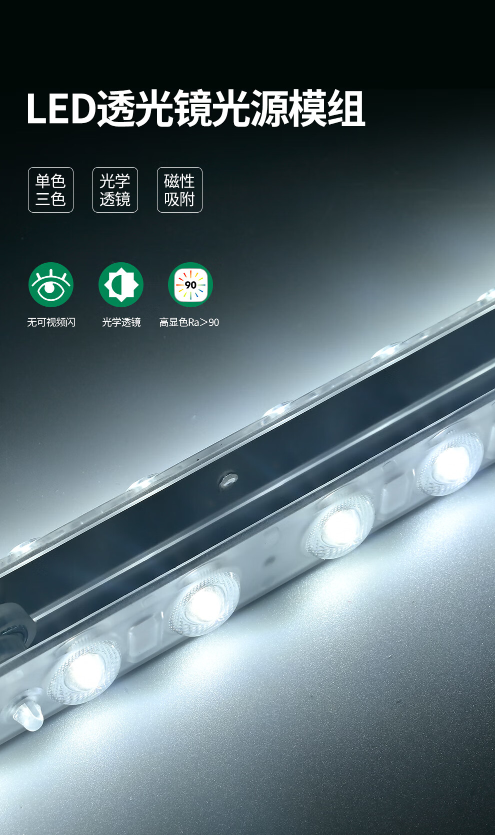 NVC LED Strip Replacement Light Board Magnetic Adsorption Strip Ceiling Light Tube High Wattage Retrofit Strip 90W Tri-Color Light Ra90 Color Rendering Index 5 Strips with Driver 1