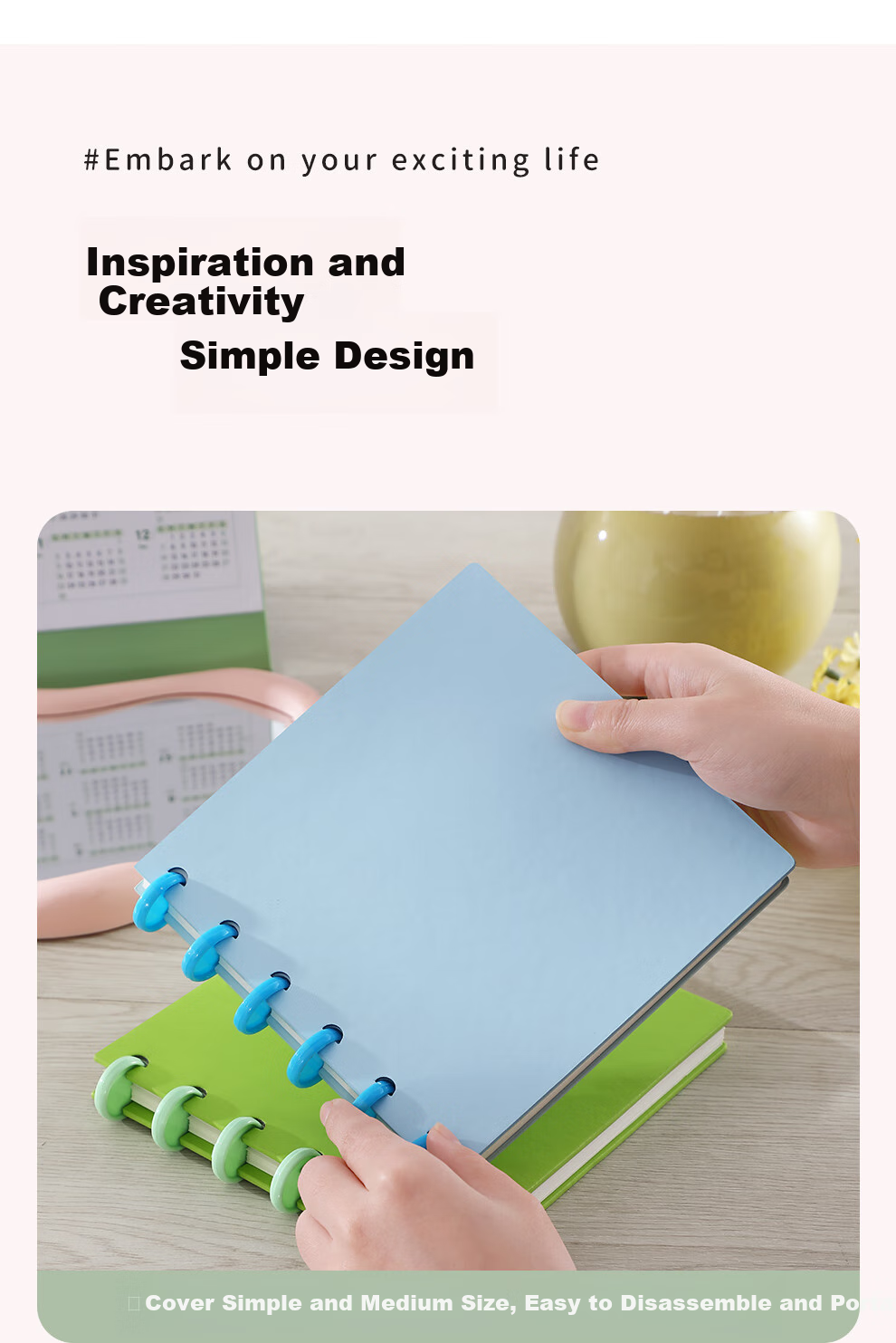 Faramon Notebook, Square Mushroom Clasp, Nepalese Handmade Notebook, Loose-Leaf Notebook, Aesthetically Pleasing Journal, Soft And Skin-Friendly Diary, Office Meeting Record Book, Diary, Pink 6
