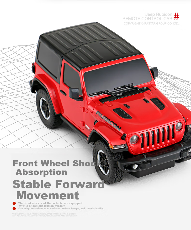 Rastar Remote Control Car, Children's Toy Car Model, Jeep Wrangler, 1:24 Scale, 79500 Red Boy New Year Gift 2