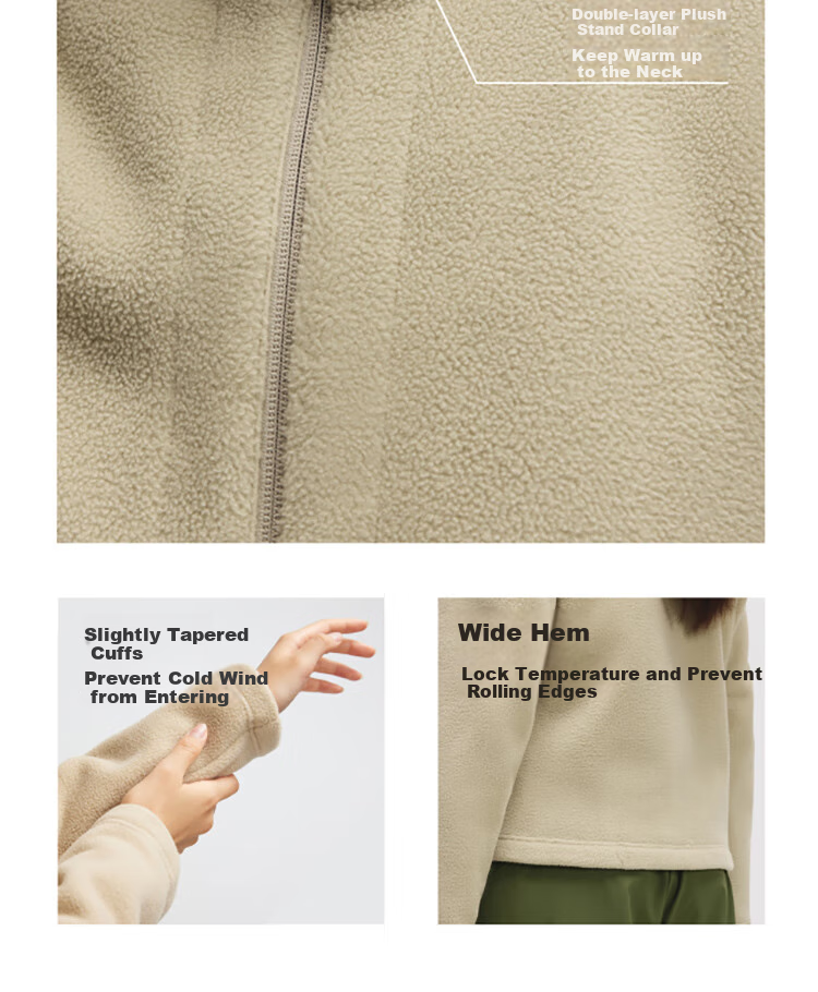 Beneunder Women's Fleece Jacket, Early Autumn New Style, Sherpa Casual Fleece Inner Layer, Outdoor Windproof Thin Jacket PM028 19