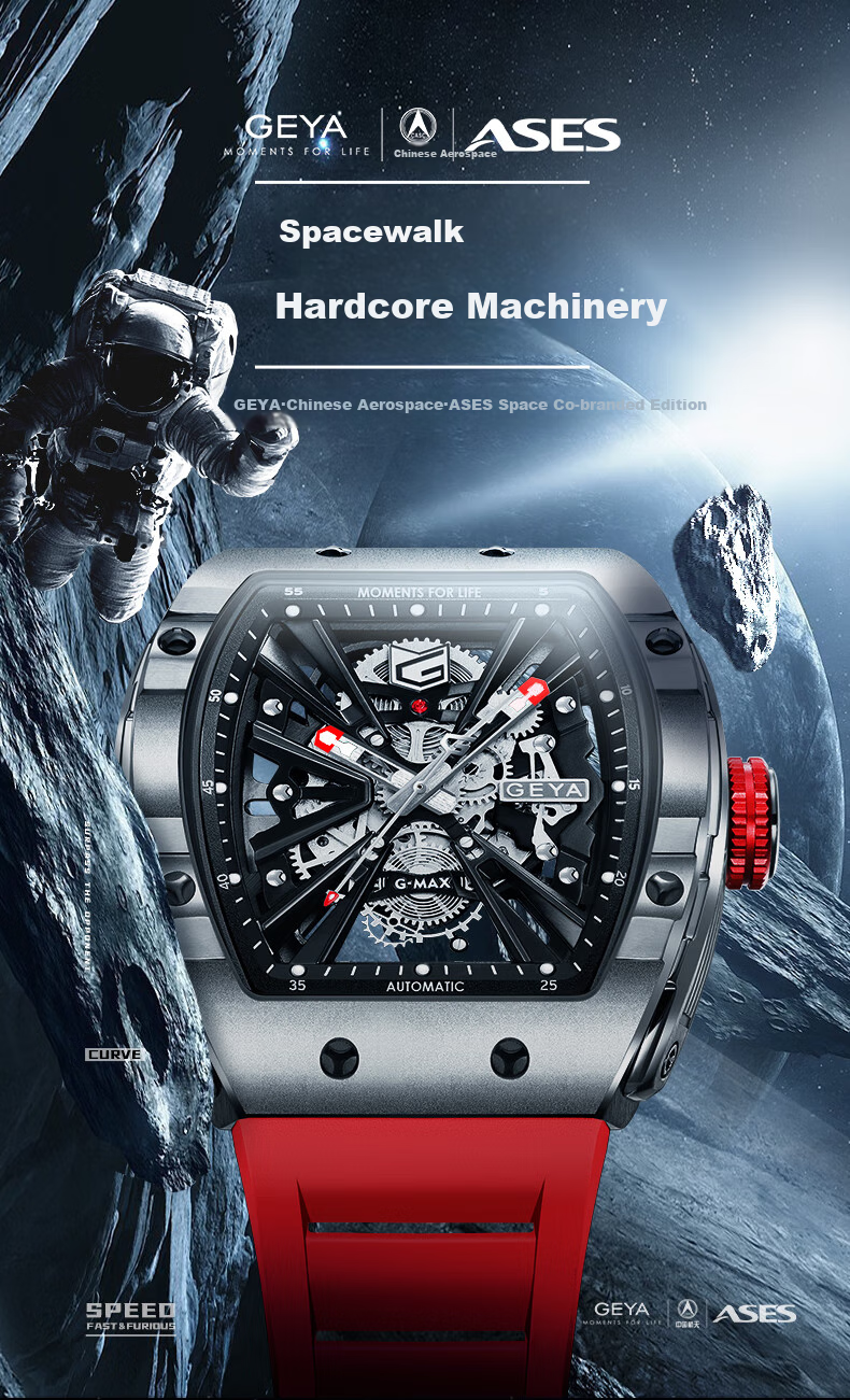 GEYA National Brand Watch, Men's Barrel-Shaped Skeleton Fully Automatic Mechanical Watch, Birthday Gift for Me 1