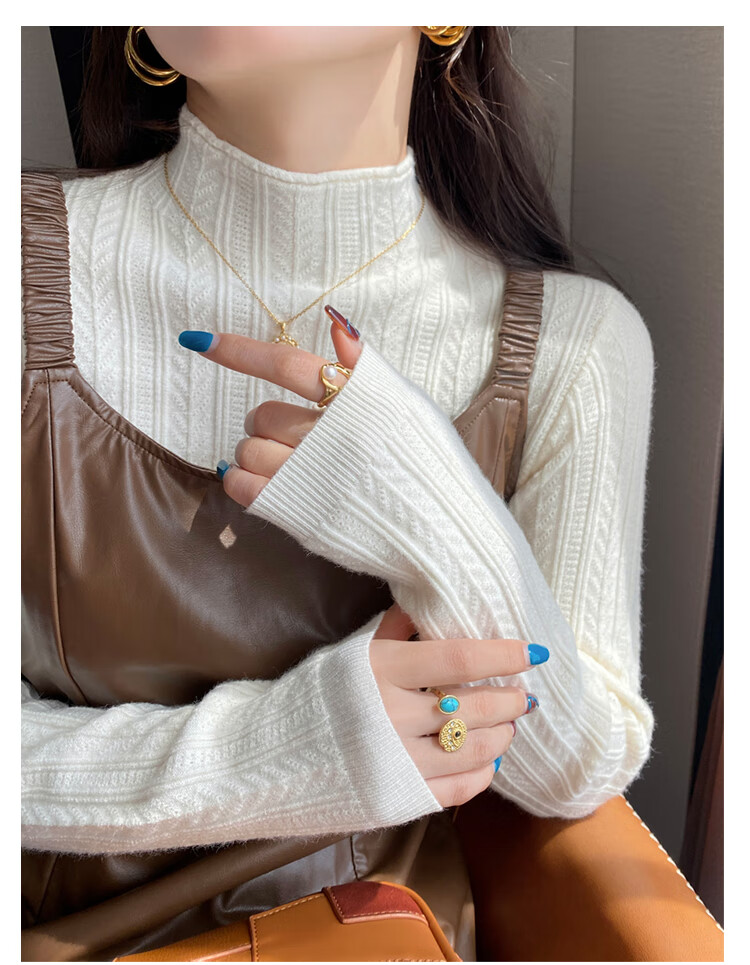 YUZHAOLIN Apricot Half Turtleneck Base Shirt Women's Little Chanel Style Inner Wear 2025 Autumn Winter New Sweater Knit Top 4
