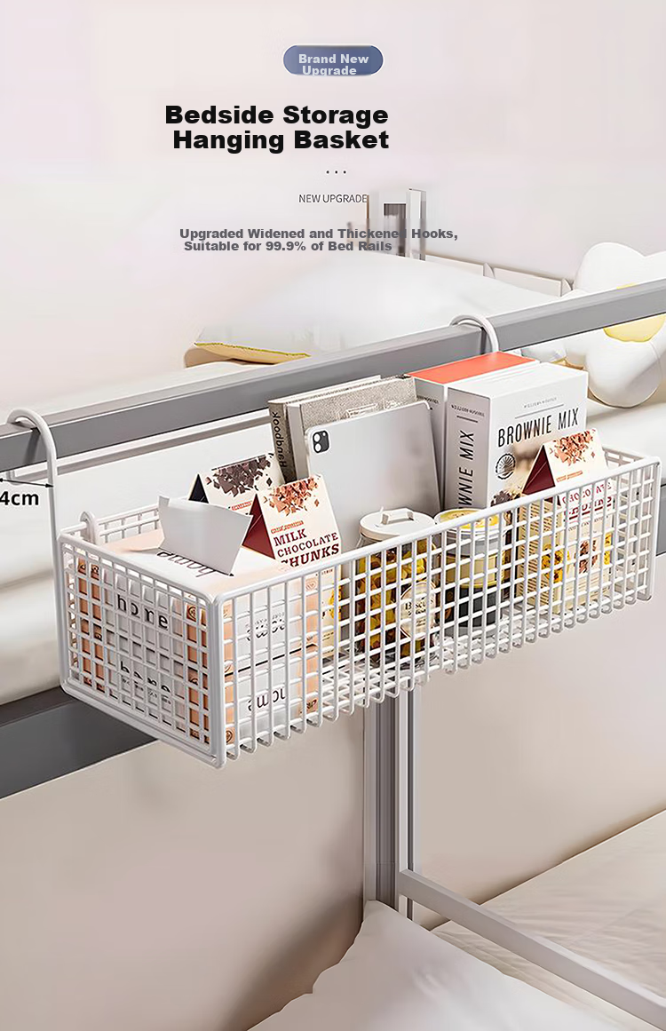 Bahainiao Bedside Storage Rack, Dormitory Bedside Hanging Basket, Over-Bed Storage Organizer, Hanging Super Strong Load-Bearing 1