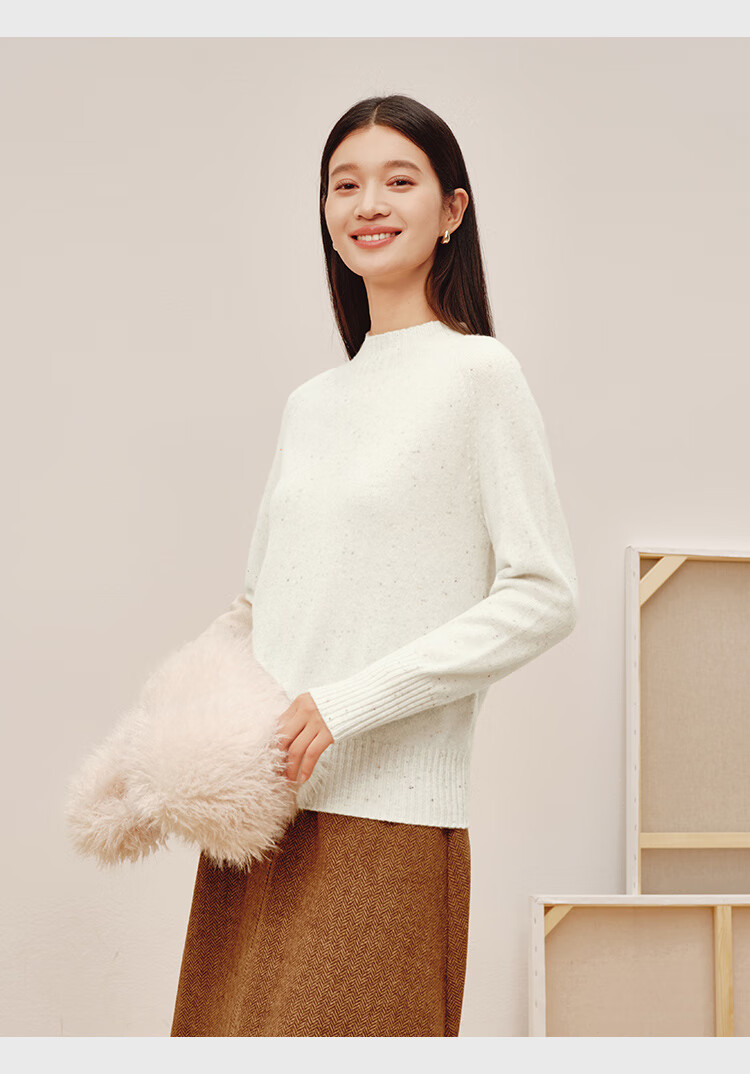 JD Original Women's Sweater, Fashionable Knitted Top, New Year Winter Pure Wool Pullover, Round Neck, Angola Red, Size L 22