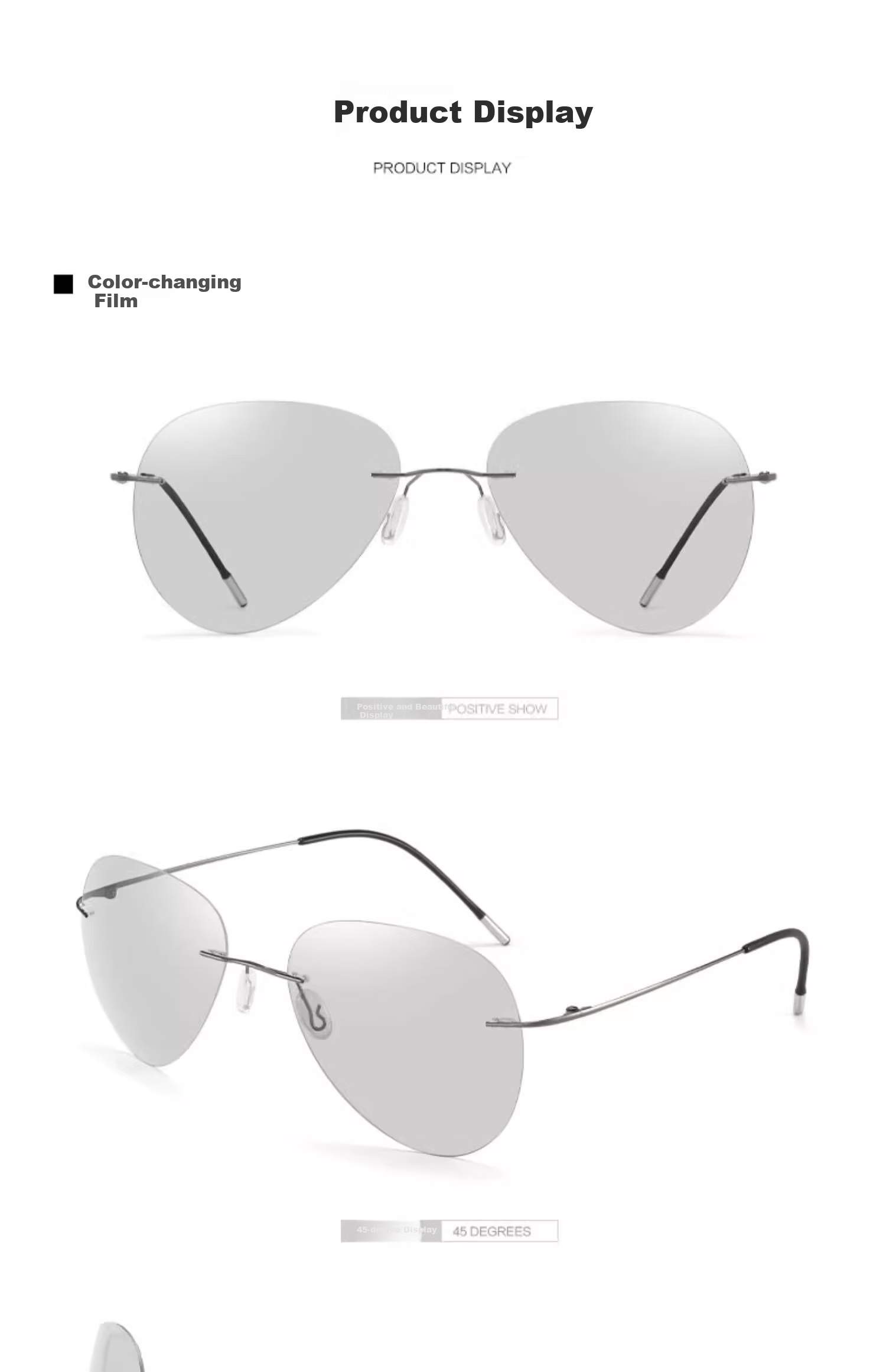 GOGOSOON Frameless Sunglasses for Men, Polarized Driving Pilot Frog-Eye Glasses, Ultra-Light Sunglasses, Specialized for Driving, Photochromic Glasses 10