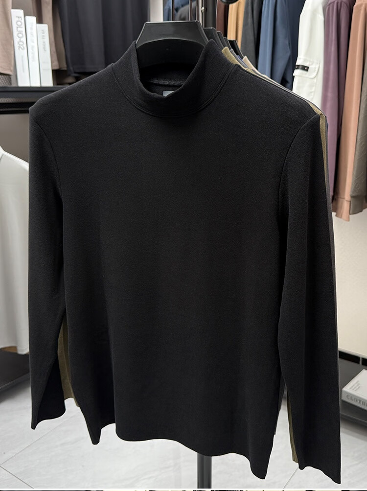 Caramella Men's Thermal Top Men's German Velvet Autumn Winter Half High Collar Inner Wear 2025 New Thickened Long Sleeve T-Shirt Base Shirt Men 7