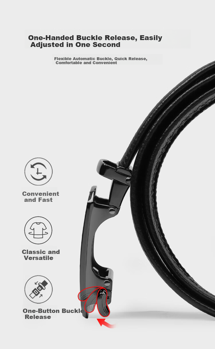 JD Original Genuine Top-Grain Leather Automatic Buckle Belt for Men, New Style 2026 Birthday Gift for Boyfriend, Husband, Father, Size 120 7