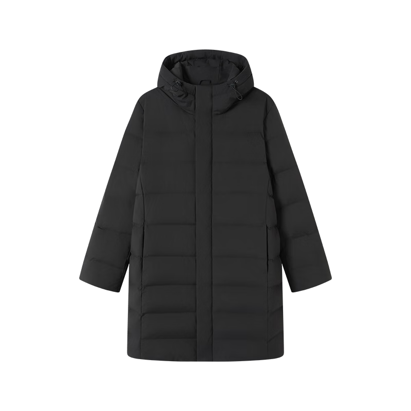 JD Original down Jacket for Men, Duck Down Thickened Cold-Resistant Workwear Puffer Coat Water-Repellent Winter Mid-Length Black Coat Size L