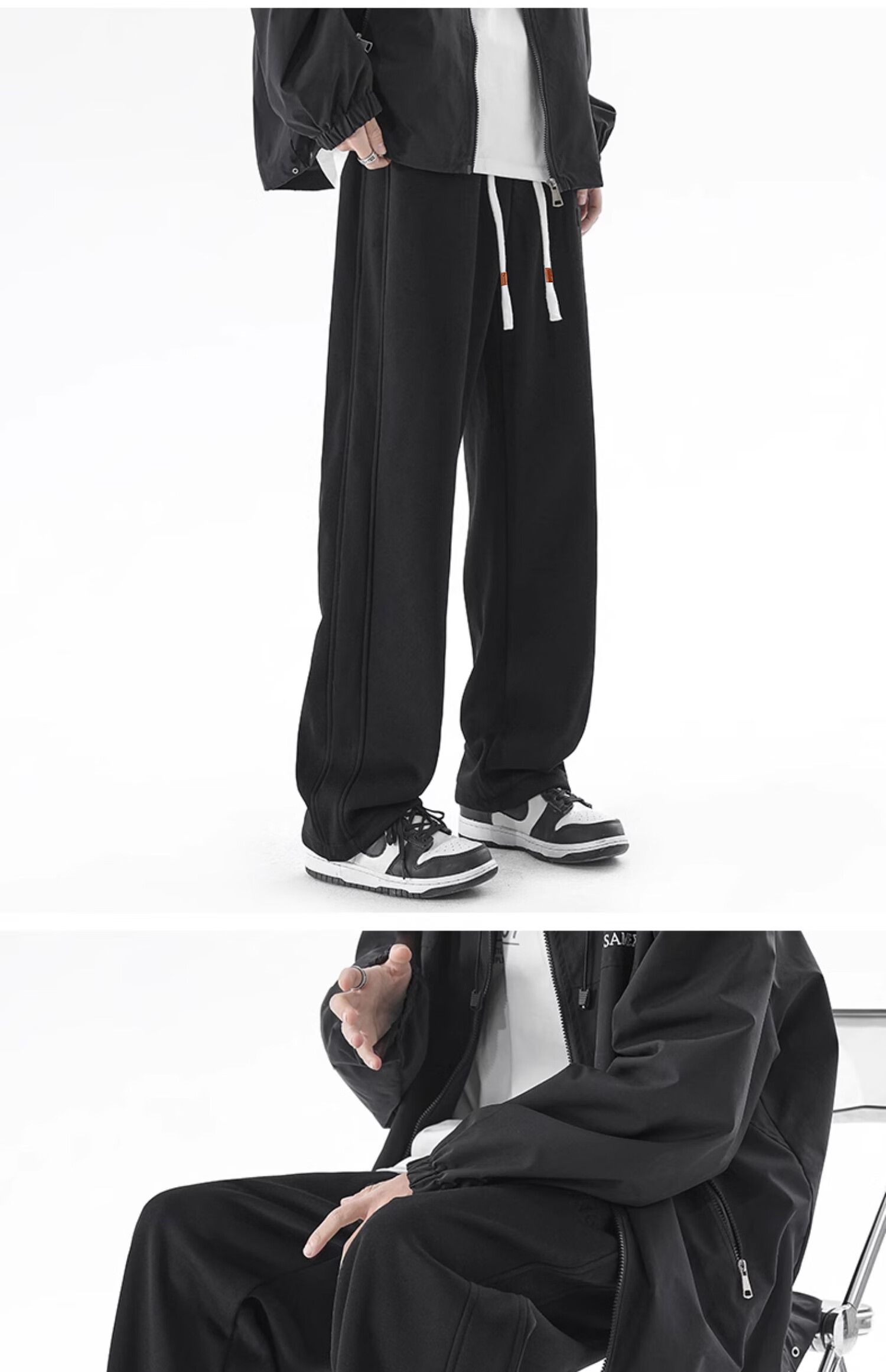 Huili Casual Pants for Men, Loose Drawstring Trousers, Spring And Autumn Wide-Leg Pants, Versatile Straight-Leg Pants, Athletic Long Pants 12