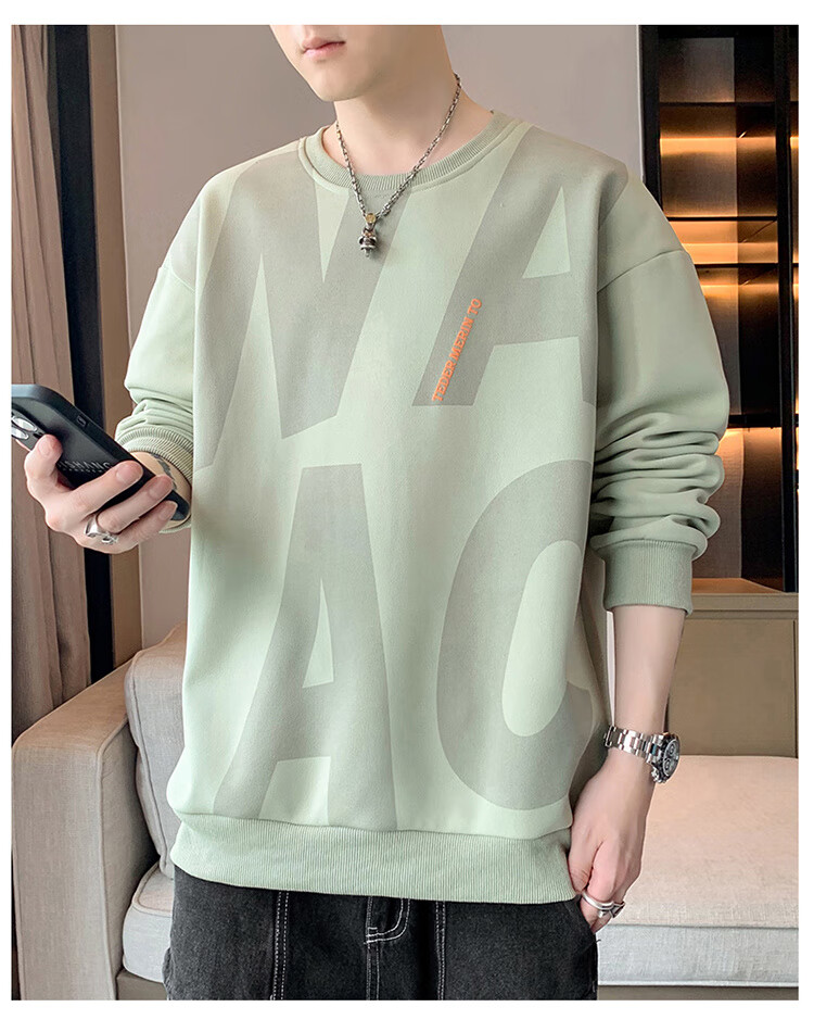 JEEP SPIRIT Sweatshirt for Men, Autumn 2025 New Style, Loose-Fitting Base Layer, Long-Sleeve Sweatshirt for Men 6586, Black, XL 18