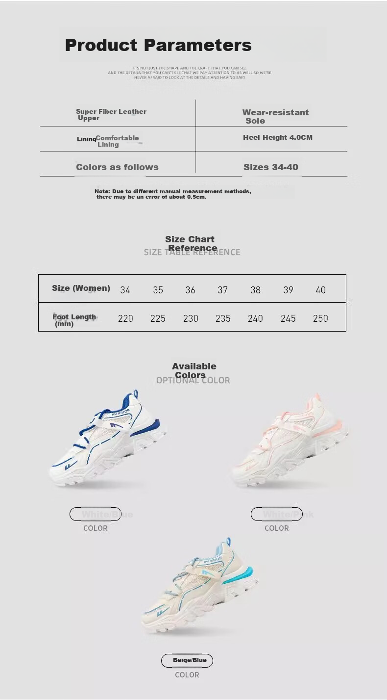 Huili Women's New Dad Shoes, Height-Increasing Breathable Casual Sneakers for Women, 4450Z White/blue, Size 35 3