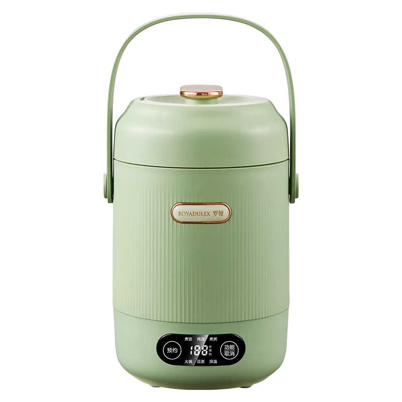 ROYALTY LINE Portable Electric Cooking Pot 1-2 Person Electric Stew Pot Porridge Cooker Small Soup Pot Baby Food Multi-Functional Electric Cooker 0.8L Nordic Green