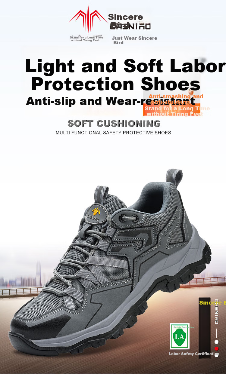 Chichengniao Men's Safety Shoes, Steel Toe Cap, Lightweight Soft Sole, Breathable for Summer, Durable Construction Site Work Boots [Anti-Smashing Anti-Puncture] Wear-Resistant -8856 Dark Gray, Size 40 2