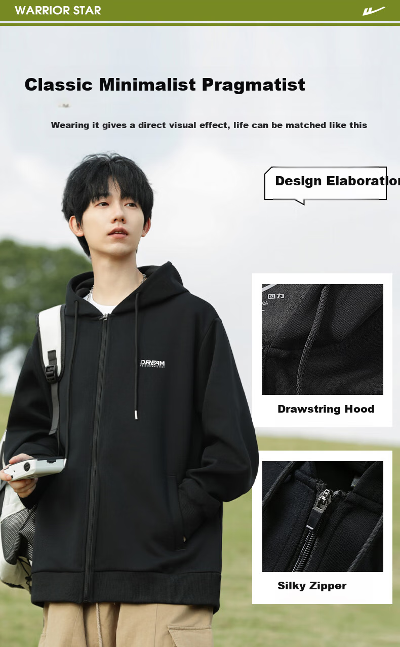 Warrior Hoodie Jacket for Men, Versatile Spring And Autumn Loose Casual Knit Cardigan Sweatshirt Sports Outerwear 11