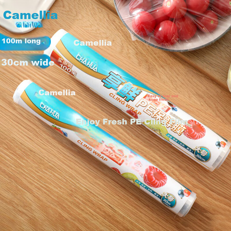 CHAHUA Disposable Cling Film, Microwave-Safe High-Temperature Resistant Refrigerator Large-Size Food-Grade Wrap, 30cm*100m