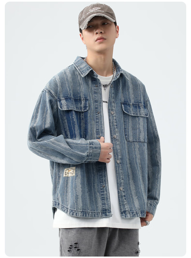 Pierre Cardin Men's Winter Denim Vintage Washed Retro High Street Workwear Casual Loose Jacket Blue 2XL 1