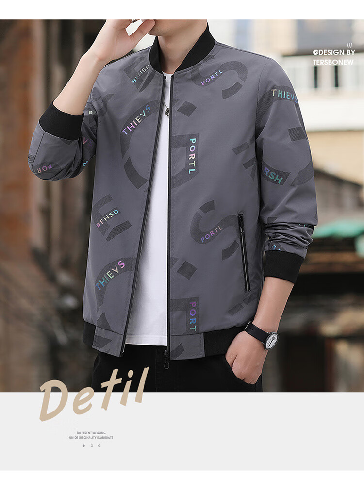 TUCANO Men's Spring Autumn Jacket Casual Baseball Collar Fashion Trendy Comfortable Black L 3