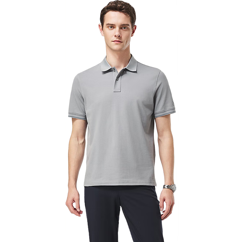 YOUNGOR [Moisture-Wicking] Summer 2026 New Breathable Cotton Elastic Collar Short-Sleeve POLO Shirt, Rock Gray, 3XL