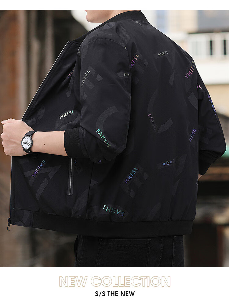 TUCANO Men's Spring Autumn Jacket Casual Baseball Collar Fashion Trendy Comfortable Black L 2