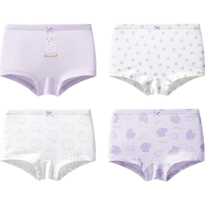 YING BO LUN Girls' Boxer Briefs, Modal Shorts for Little Girls, 10700 Children's Underwear, 4 Pairs, Size 170