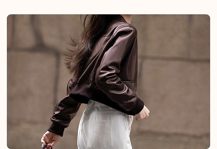 Demana Minimalist Unisex Autumn Motorcycle Style Sheepskin Stand Collar Comfortable Slimming Fashionable Short Jacket for Women 2