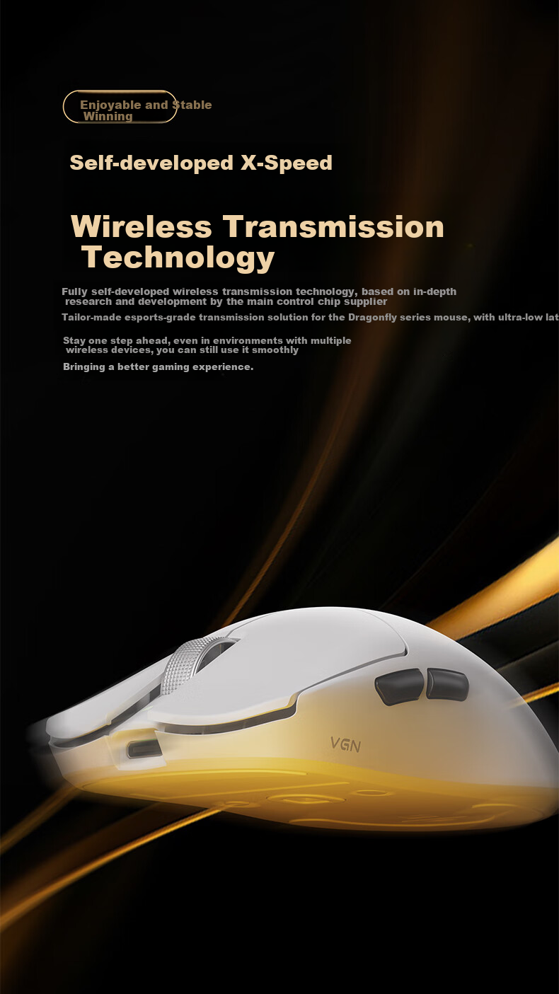 VGN Dragonfly F2 Lightweight Wireless Mouse for Gaming, Office Work, All-Purpose Mouse, PAW3950 Tri-Mode Connection, Ergonomic Design, Dragonfly F2 Ultra+, Pink 12