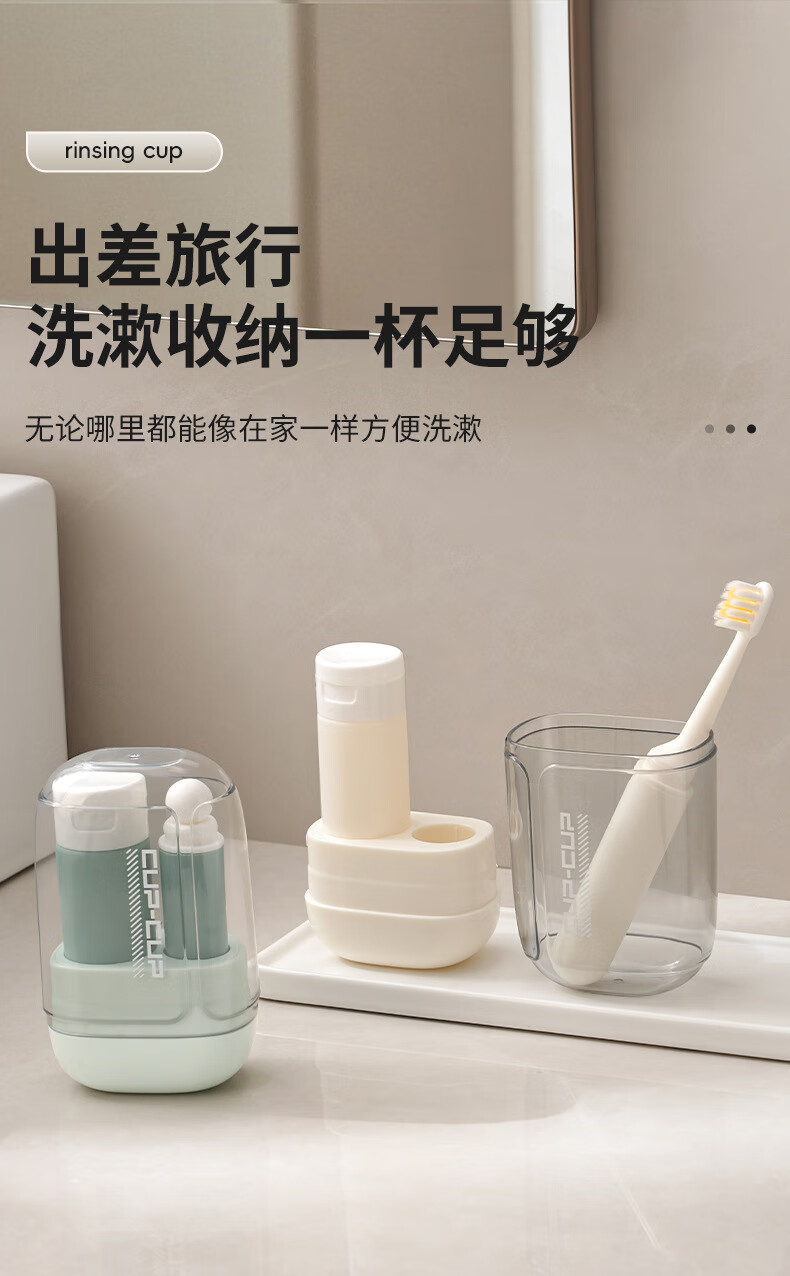 Shouli Three-In Folding Mouthwash Cup, Mini Travel Mouthwash Cup Set, Portable Toothbrush Cup for Tourism 2